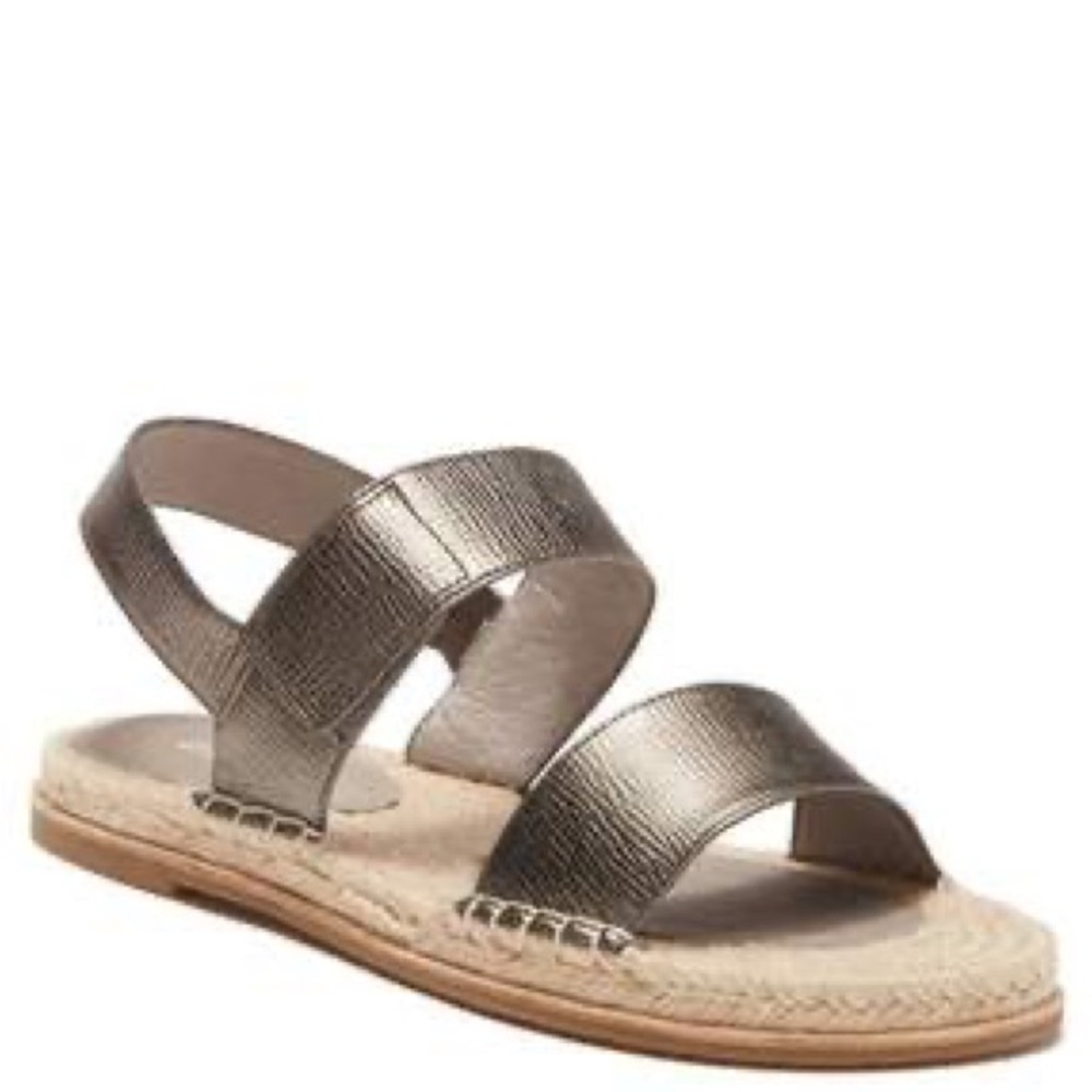 EILEEN FISHER Max Metallic Bronze Leather 2-Strap Espadrille Sandals Women’s 8.5